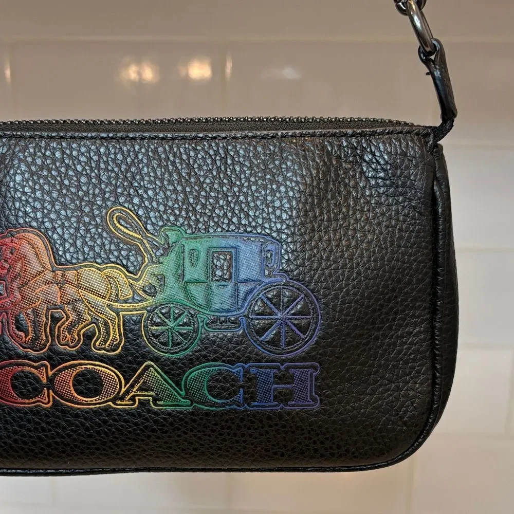 Coach Bag Mini Purse Handbag Leather Nolita 19 Horse & Carriage Rainbow Pebbled - Picture 4 of 15